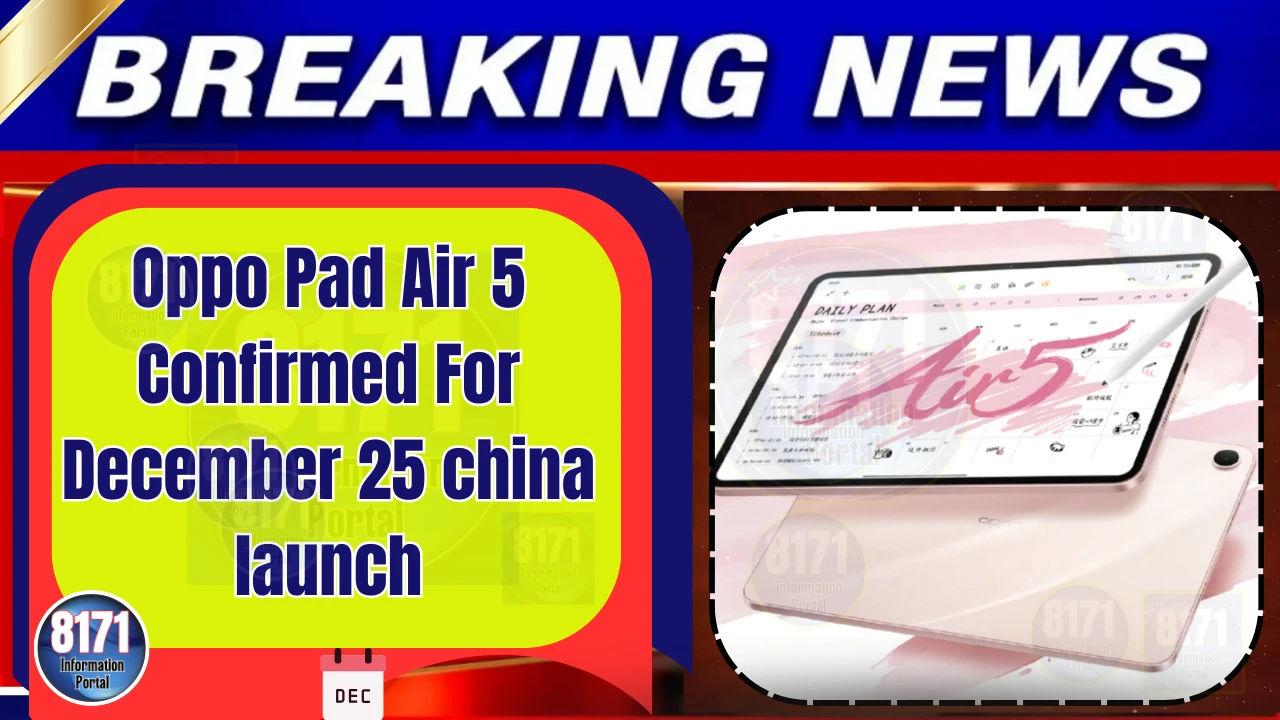 Oppo Pad Air 5 Confirmed for December 25 China Launch With 2.8K Display